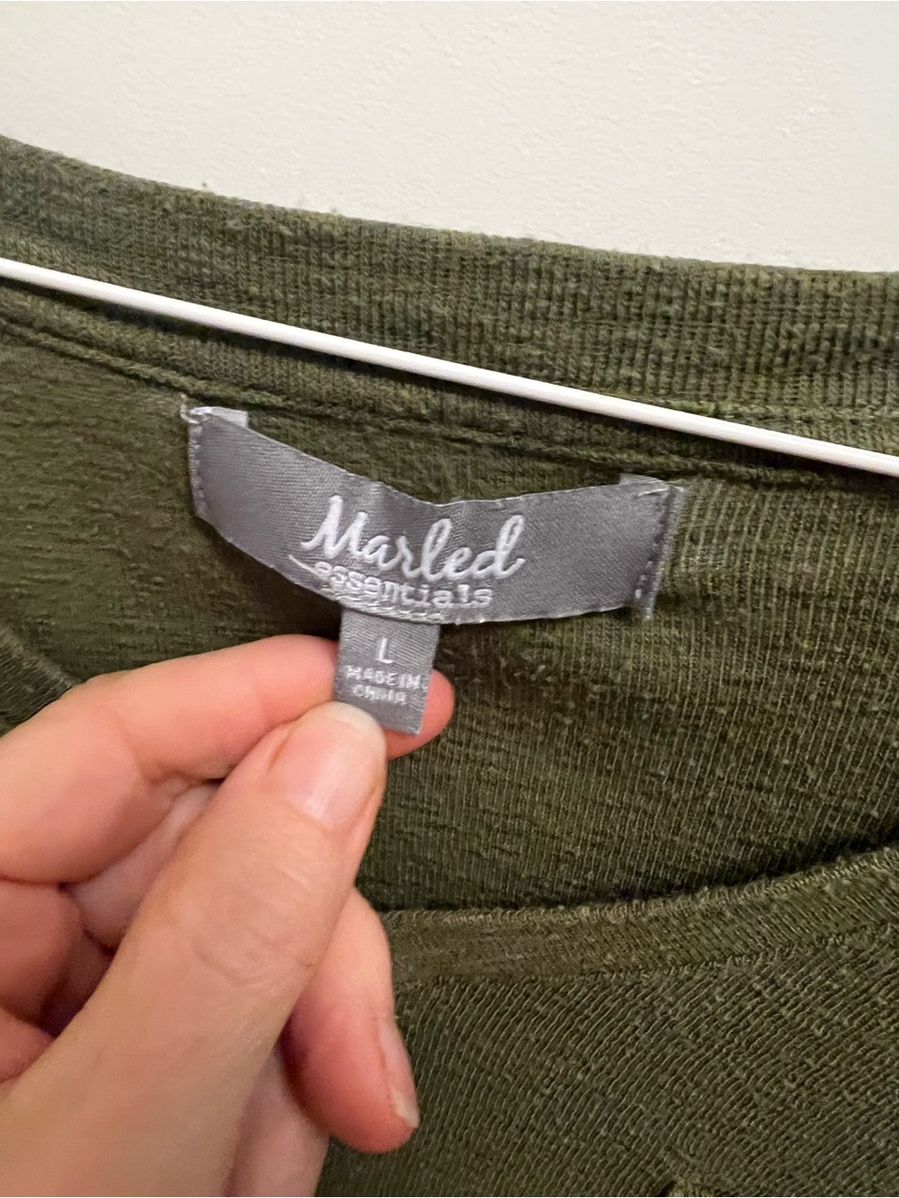 Marled Olive Green V-Neck Pocket Tee - Picture 2 of 3